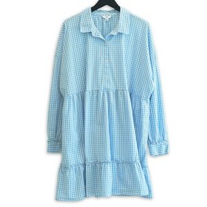 Crown & Ivy Blue Gingham Midi Dress